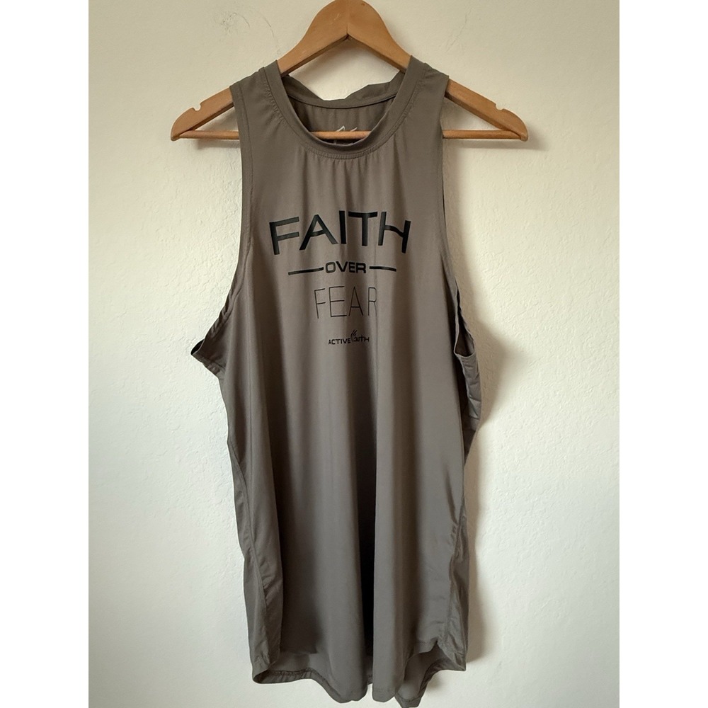 In Jesus name I play tank top mens L Faith Over Fear Active Faith 2 Timothy 1:7